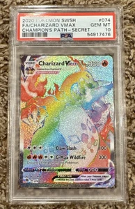 2020 Pokemon SWSH Champion's Path Charizard VMAX Secret Rare Card 074/073 PSA 10 - Picture 1 of 2