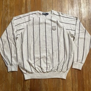 Vintage 90s Polo Ralph Lauren Uni Sweatshirt XL Cotton Striped Crest USA Pockets - Picture 1 of 11