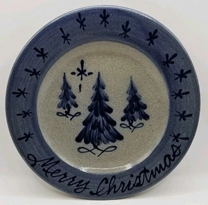 Plato de árbol de Feliz Navidad esmalte de sal Rowe Pottery Works - Imagen 1 de 4