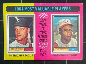 1975 TOPPS #199 - 1961 • MVPs ROGER MARIS / FRANK ROBINSON - EX - Picture 1 of 2