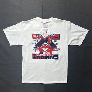 Vintage 1999 Cleveland Indians American League Champions T Shirt Size L NWT - Picture 1 of 6