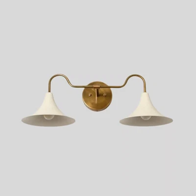Raw Brass 2-Light Wall Sconce | Mid Century Italian Vanity Bedroom Light - Image 1 of 4