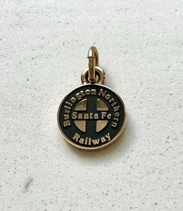 Vintage 10K Yellow Gold BNSF Burlington Northern Santa Fe Railway Charm Pendant - Picture 1 of 4