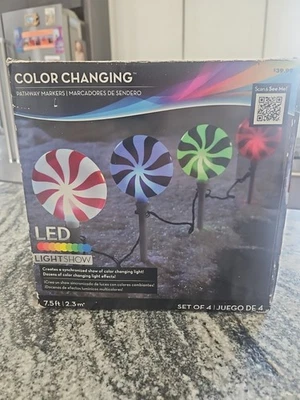 Color Changing Light Show Pathway Markers Lollipops Christmas Yard Decoration - Image 1 of 4