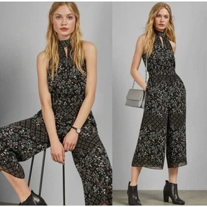 Ted Baker Marcila Hazel Floral High Neck Wide Leg Jumpsuit Black sz 1 US 2 NWT - Picture 1 of 12