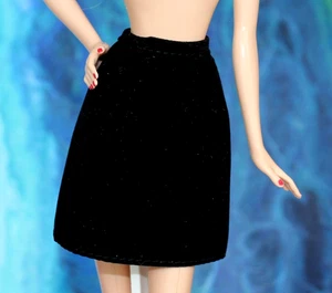 Black Faux Suede Barbie Mini Skirt Miniskirt Fits Repro Model Muse TNT Silkstone - Picture 1 of 8