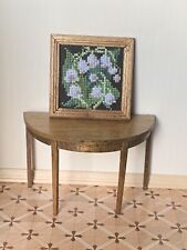 miniature 1:12 scale cross stitch White Flowers framed picture