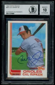 Cal Ripken Jr. Signed 1982 Topps Traded Orioles #98T RC Card Auto 10 BAS SHARP - Picture 1 of 2