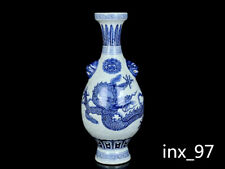 14.4" antique porcelain da ming Xuande mark Blueandwhite Dragon pattern vase