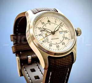 Full Automatic 36mm White Field Watch day/date Cartoon Sapphire Excellent! - Picture 1 of 12