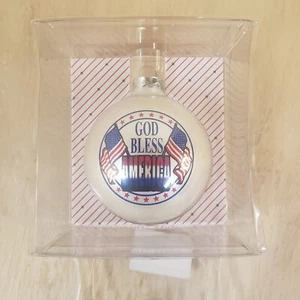 Vintage Patriotic Collectors Series Glass Christmas Ornament "God Bless America" - Picture 1 of 6