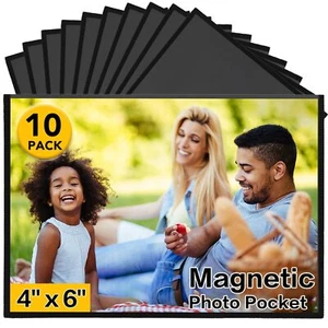 10Pack Magnetic Picture Frame 4x6in Magnet Fridge Photo Sleeves for Refrigerator - Picture 1 of 6
