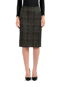 Hugo Boss Women's "Vidar" Wool Plaid Pencil Skirt Us 2 IT 38 - Picture 1 of 5