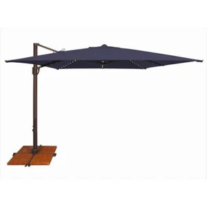 SimplyShade 10 ft. Bali Pro Square Rotating Cantilever Umbrella with Lights Navy - Picture 1 of 1