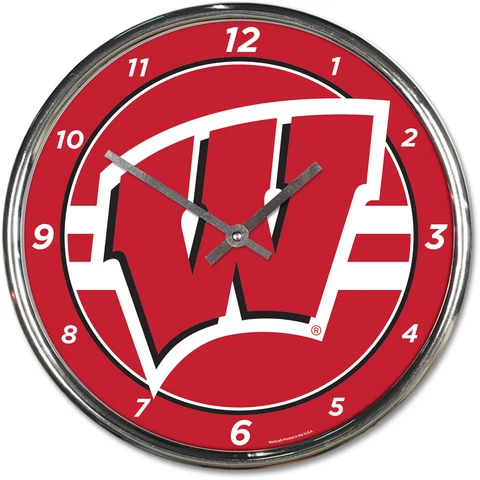 WinCraft Wisconsin Badgers Chrome Wall Clock Cover