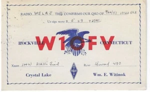 Tarjeta de radio QSL 1947 Rockville CT - Imagen 1 de 1