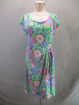 TALBOTS Size M Womens Lightweight Short Sleeve Side Knot Sheath Short Dress 821 - Image 1 of 4