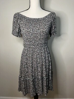 Gilli Dress Womens M Cottage Core Floral Off Shoulder Tie Waist Knee Length - Imagem 1 de 4