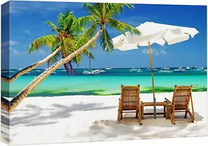 24"x36"-Tropical Beach Landscape Wall Art Nature Canvas Print - Picture 1 of 5