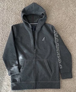 NAUTICA Men’s Full Zip Hoodie Sweatshirt Grey X-Large LOGO SPELLOUT - Picture 1 of 15
