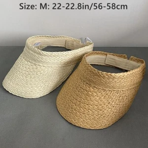 Lady Foldable Straw Visor Sun Hats Cap Adjustable Outdoor Travel Fishing Holiday - Picture 1 of 11