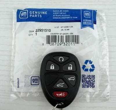 OEM 2007-2014 Chevrolet GMC Remote Entry Key Fob Transmitter 22951510  OUC60221 - Image 1 of 4