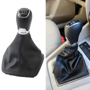 Fit for Skoda Octavia MK2 2004-12 Gear Shift Knob 6 Speed PU Leather Boot Black - Picture 1 of 7