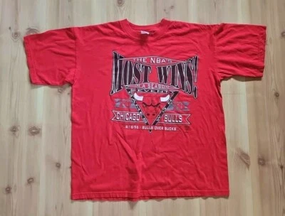 Vtg 7 Logo Chicago Bulls MOST WINS! 1996 Season T Shirt Size XL Made USA - Image 1 of 4