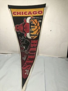 Vintage Chicago Bulls 1990's NBA Basketball Red Black Wincraft Sports Pennant - Picture 1 of 14