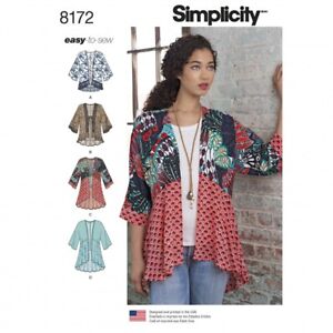 Simplicity Ladies Easy Sewing Pattern 8172 Kimono Tops with Length, Fabric ...