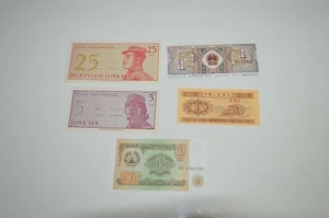 Lote de 5 billetes del viejo mundo INDONESIA rupias surtidas 1 25 5 1964 - Imagen 1 de 2