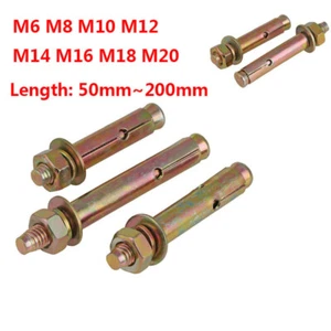 M6 M8 M10 M12 - M20 Manguito Anclaje de Pared Zinc Tornillo de Expansión Pernos Fijaciones - Imagen 1 de 12