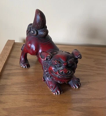 Vintage Asian Chinese Red Resin Foo Dog Figurine - Image 1 of 4
