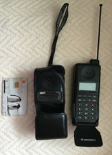 RARE Vintage MOTOROLA Mobile PHONE Model mr1 SUF1706E battery+leather case+card
