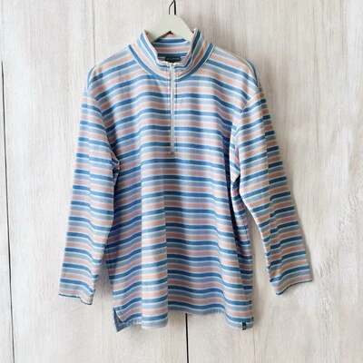 T by Talbots Women's Striped High Neck 1/4 Zip Top Blue Blue Multi Sz 2X Active - Image 1 of 4