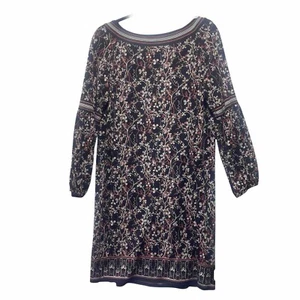 NWT Max Studio LS Geo-Print Dress Relaxed Size L Ballon Sleeves MSRP 98.00 - Picture 1 of 5