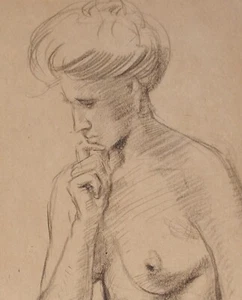Winifred BALLARD (1885-1921) Seated female nude study, Chelsea art school 1907. - Picture 1 of 4