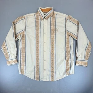 VINTAGE Timberland Shirt Mens Extra Large Beige Southwestern Aztec Tribal 90s - Picture 1 of 11