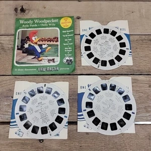 Woody Woodpecker Andy Panda 1955 Chilly Willy 3 carretes mangas View Master 821 - Imagen 1 de 5