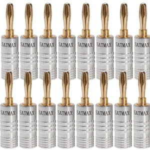 16 pcs Audio Screw Banana Plug 24K Gold Plated Speaker Wire Jack Connector - Picture 1 of 3