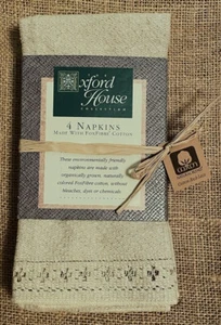 Set of Four Lace Napkins Natural Organic Cotton Dining Room Wedding Kitchen - Picture 1 of 6
