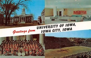Greetings From University Of Iowa, Multi Views Iowa City, IA Vtg 1960s Postcard - Picture 1 of 2