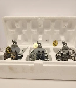 Bradford Edition Eyes of the Wild Wolf Christmas Ornaments 1999 Vintage 3 Piece - Picture 1 of 8