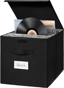 Vinyl Record Storage Box Vinyl Record Case for Lp Album Album Storage Black - Picture 1 of 11