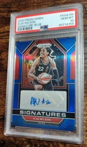 2023 Prizm WNBA A'ja Wilson Signature SGAJW AUTO BLUE /49 PSA 10! POP 6! MVP! - Picture 1 of 2