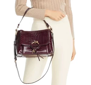 Bolso de cuero See by Chloe Joan CROC ESTAMPADO marrón oscuro/dorado ~ bolso antipolvo - Imagen 1 de 5