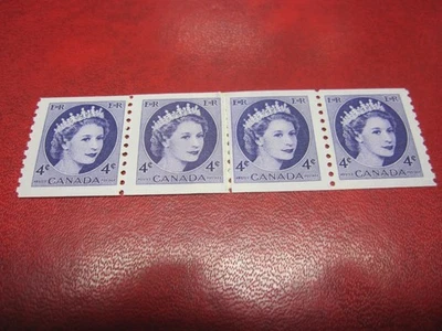 CANADA Unitrade#347i 4c QE II-WILDING COIL REPAIR PASTEUP STRIP OF 4 MNH CV$48. - Image 1 of 3