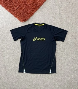 Asics Running T-Shirt Size Large Men’s Black Spellout Lightweight Motiondry - Picture 1 of 9