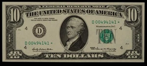 FR 2018-D* $10 1969 Federal Reserve Note US - Star Note - UNC - SKU-CA1345 - Picture 1 of 2