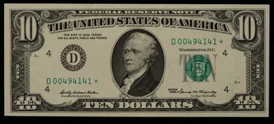 FR 2018-D* $10 1969 Federal Reserve Note US - Star Note - UNC - SKU-CA1345 - Image 1 of 2